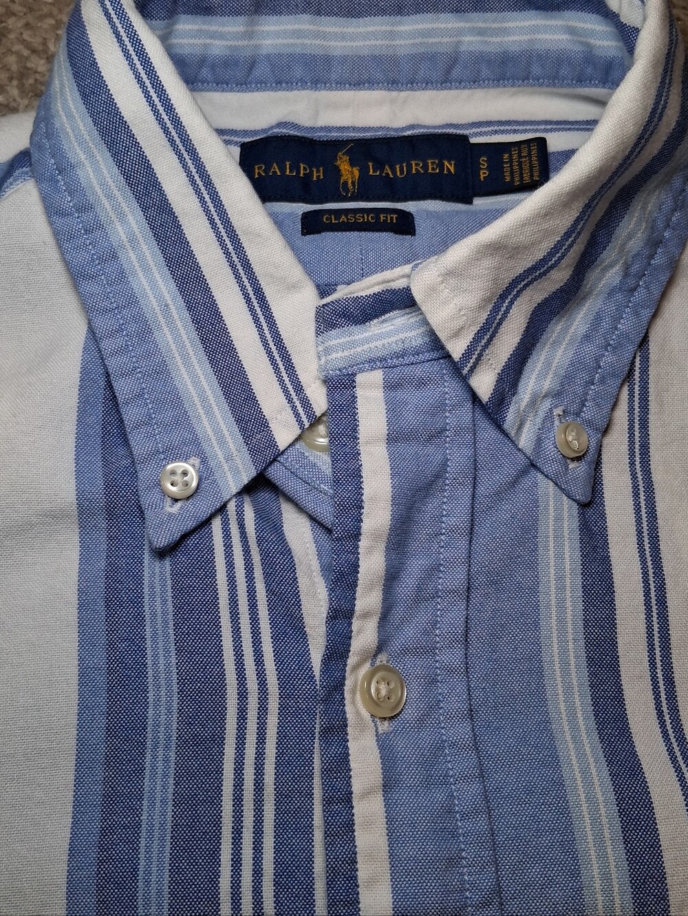Ralph Lauren Blue Label Small Button Down Striped Shirt Blue White - Picture 5 of 8